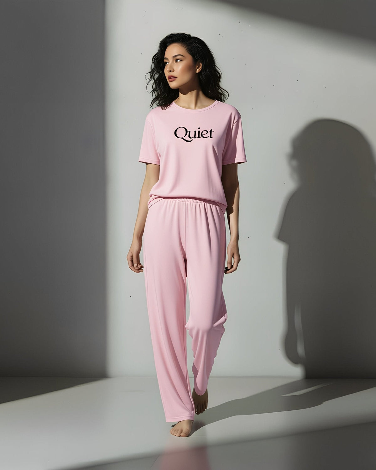 Pink Quiet Printed PJ Set - Silknlove.com