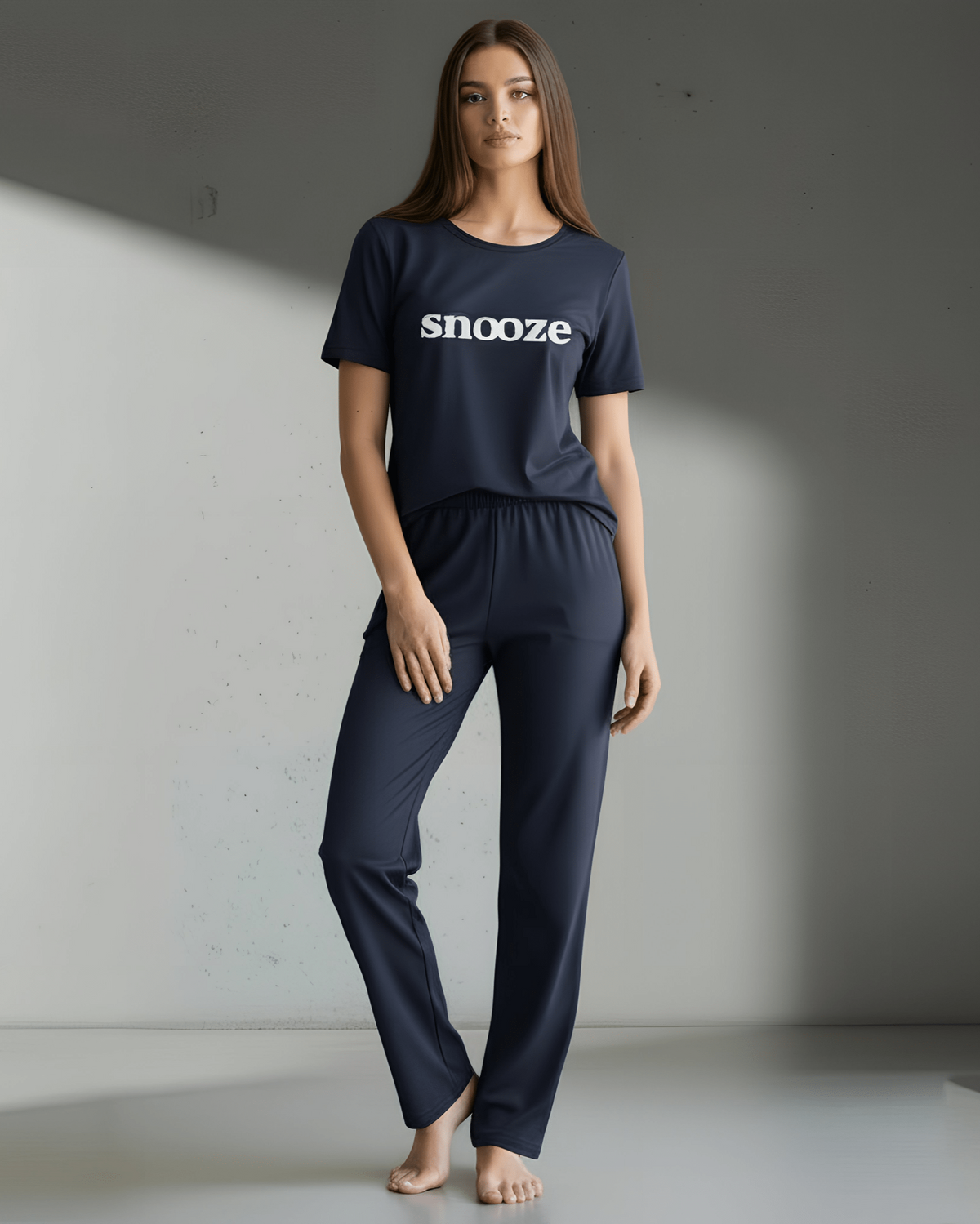 NavyBlue Snooze Printed PJ Set - Silknlove.com