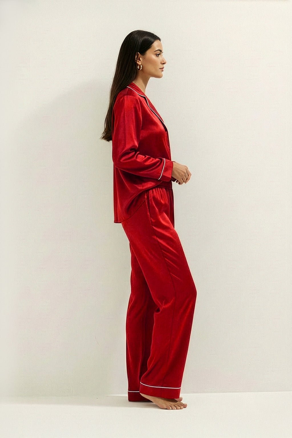 Silky Button Down Pajamas Set - Silknlove.com