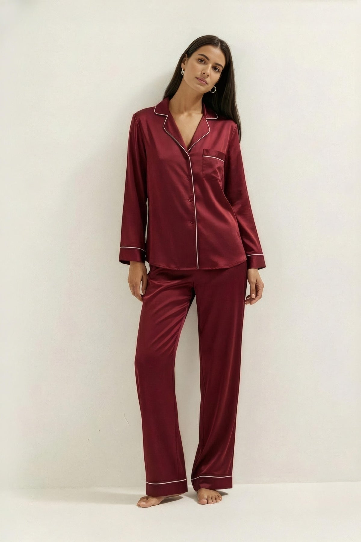 Silky Button Down Pajamas Set - Silknlove.com