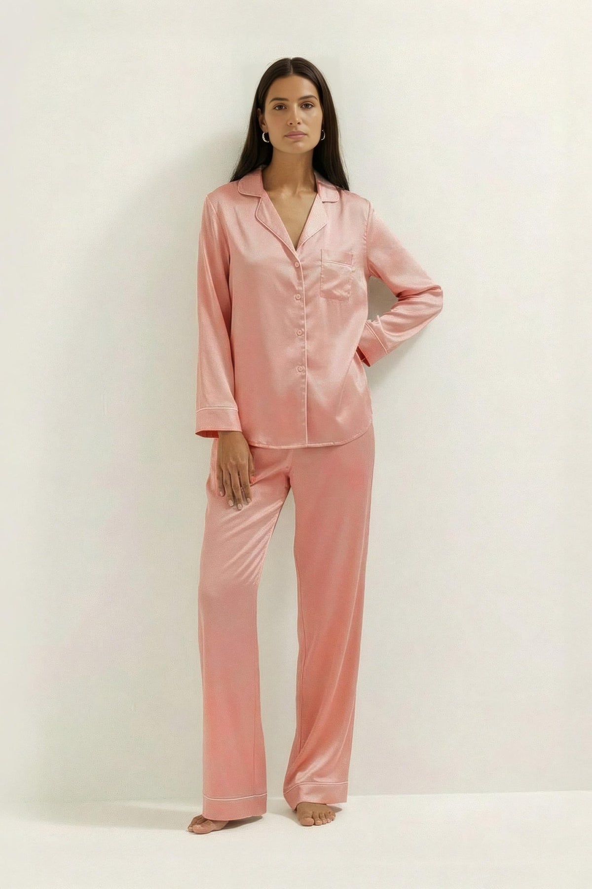 Silky Button Down Pajamas Set - Silknlove.com