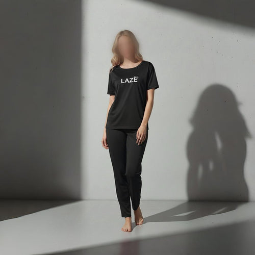Black Laze Printed PJ Set