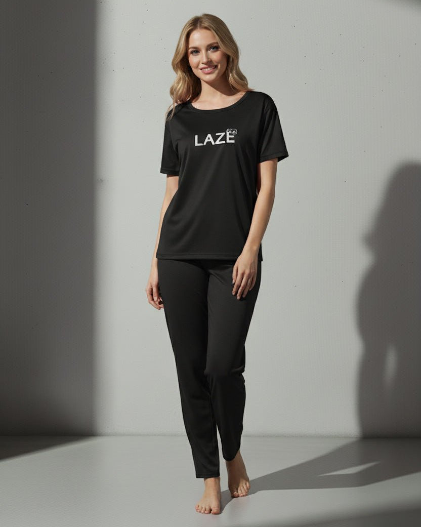 Black Laze Printed PJ Set - Silknlove.com