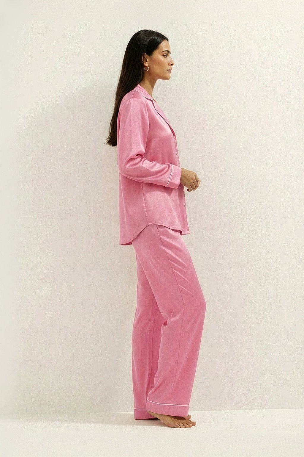 Silky Button Down Pajamas Set - Silknlove.com