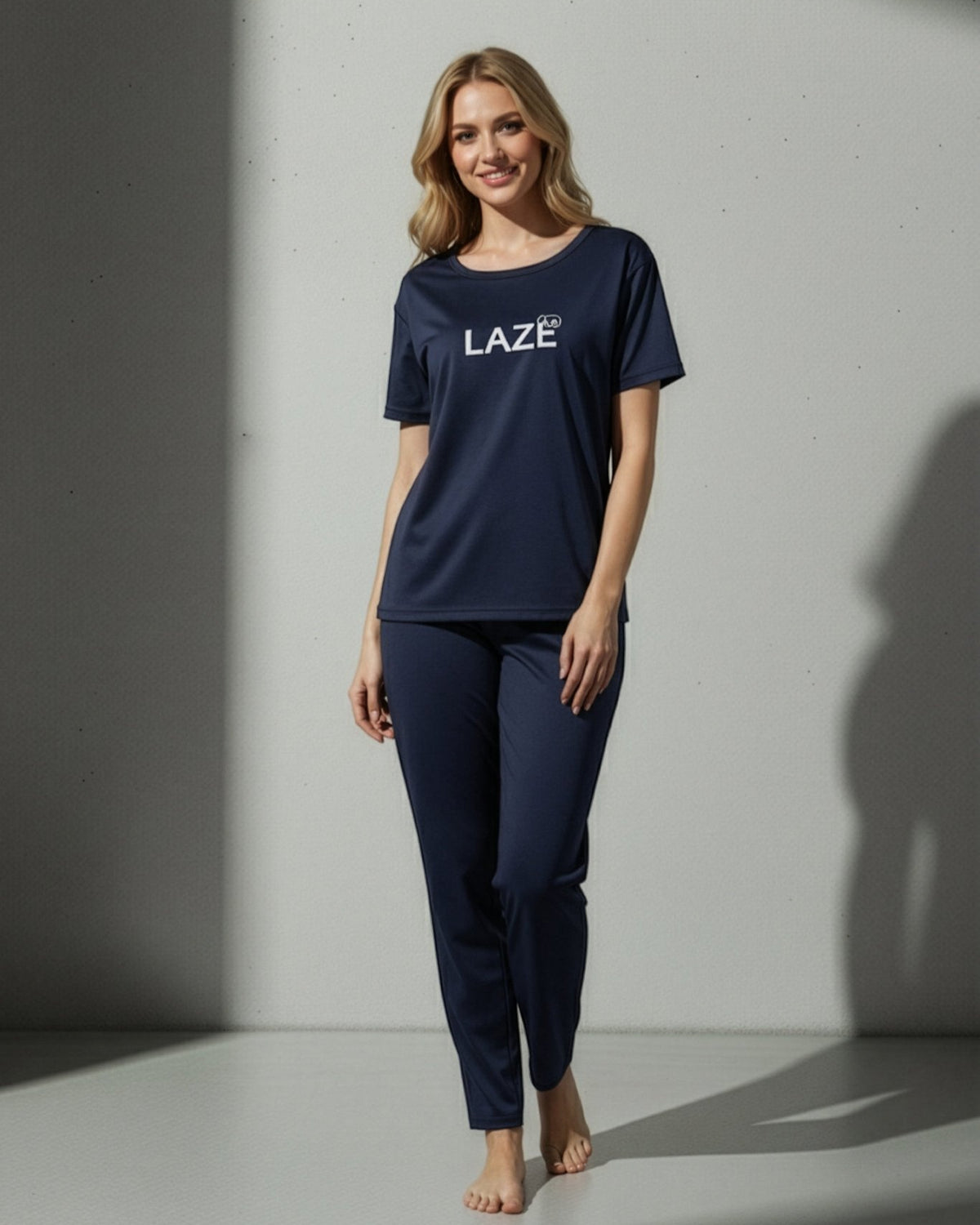 NavyBlue Laze Printed PJ Set - Silknlove.com