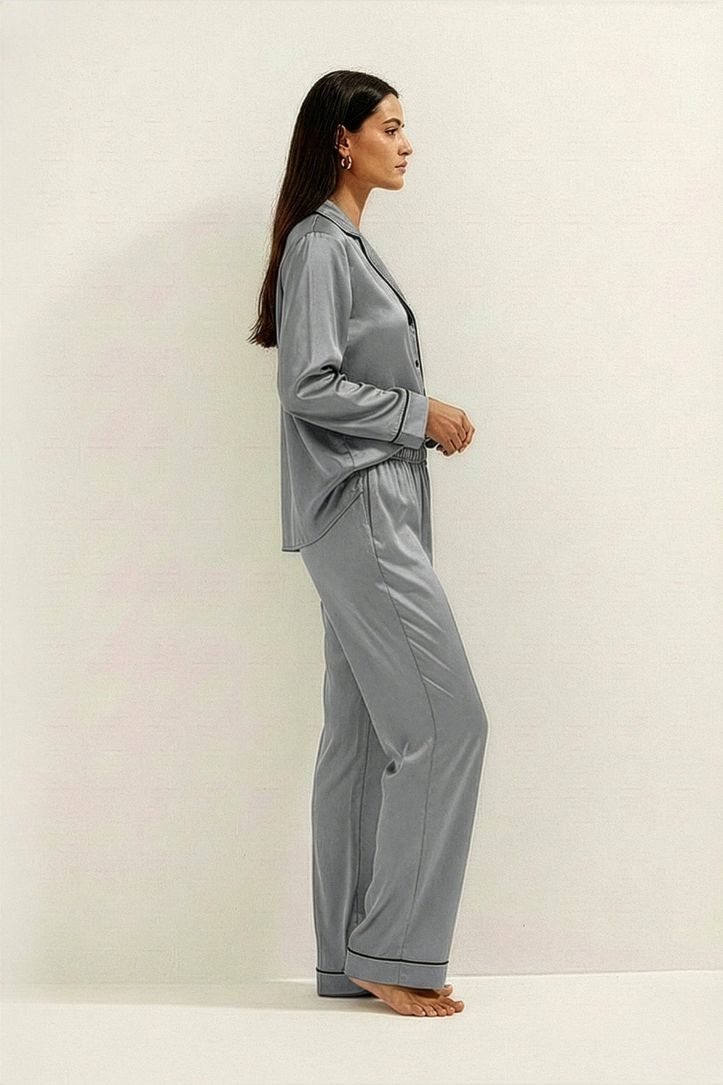 Silky Button Down Pajamas Set - Silknlove.com