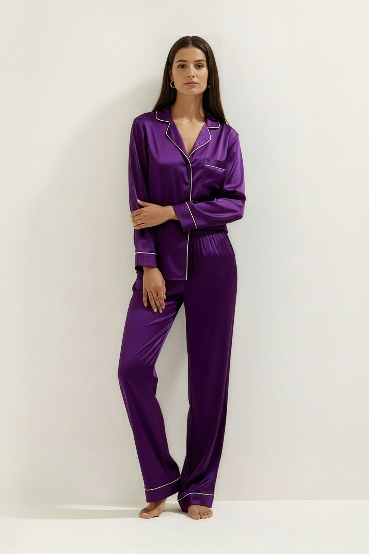 Silky Button Down Pajamas Set - Silknlove.com