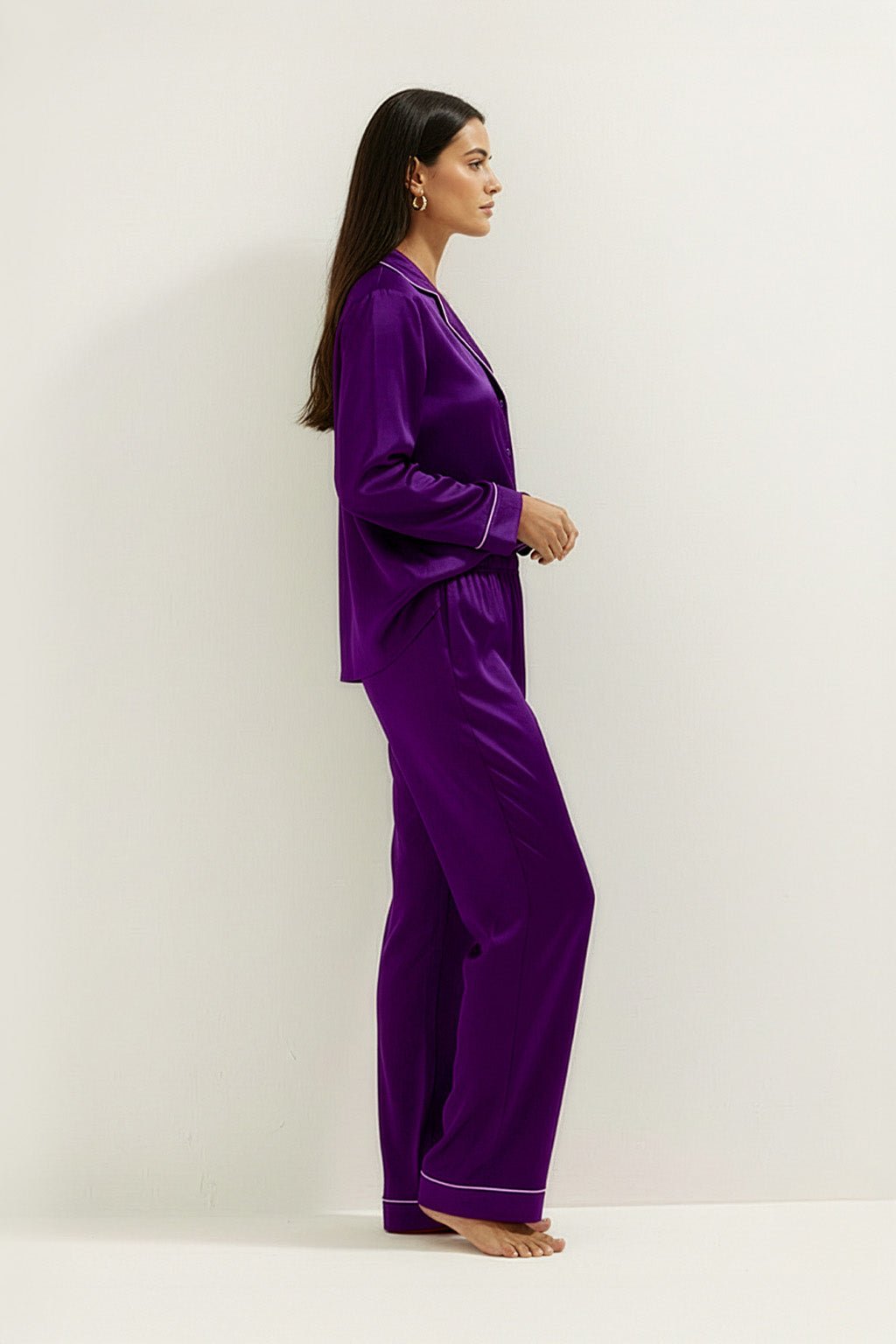 Silky Button Down Pajamas Set - Silknlove.com