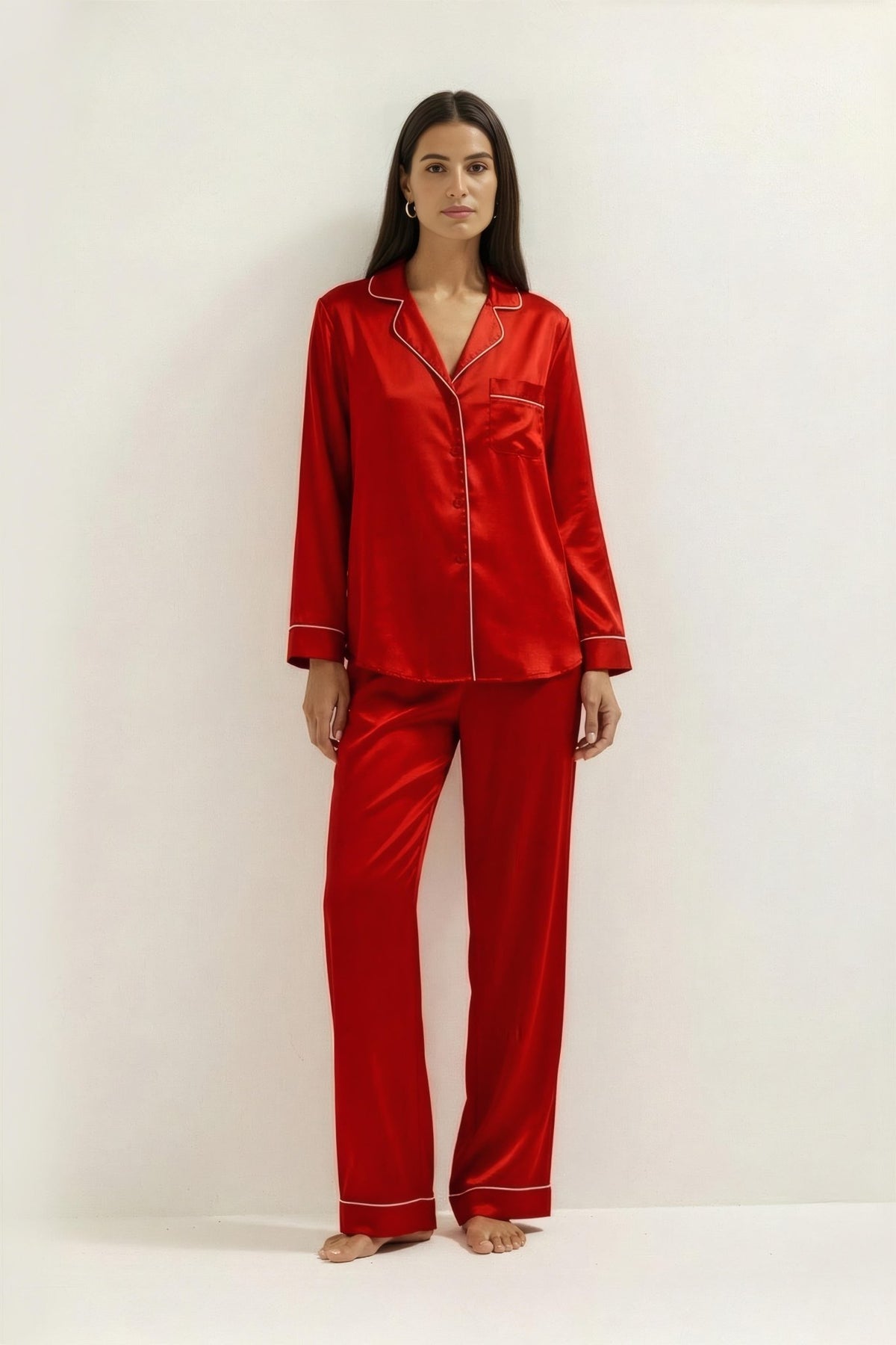 Silky Button Down Pajamas Set - Silknlove.com
