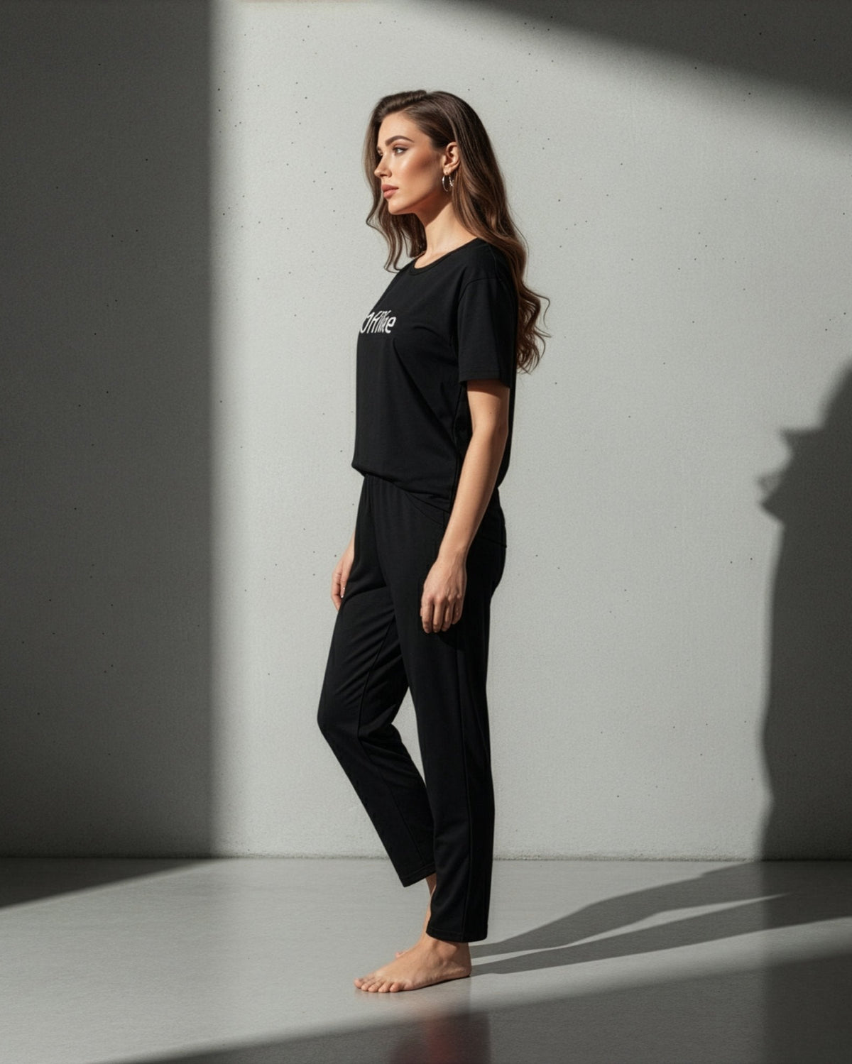 Black Offline Printed PJ Set - Silknlove.com