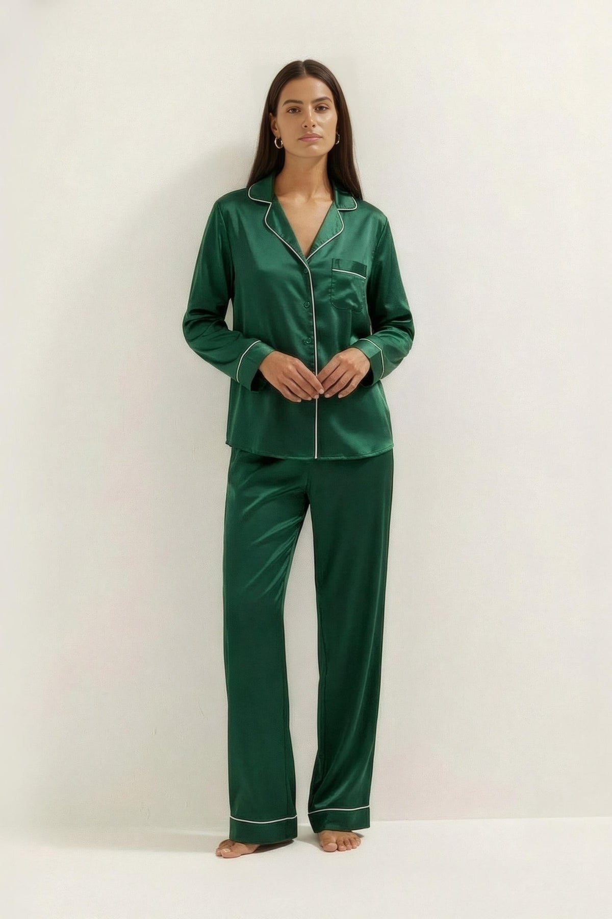 Silky Button Down Pajamas Set - Silknlove.com