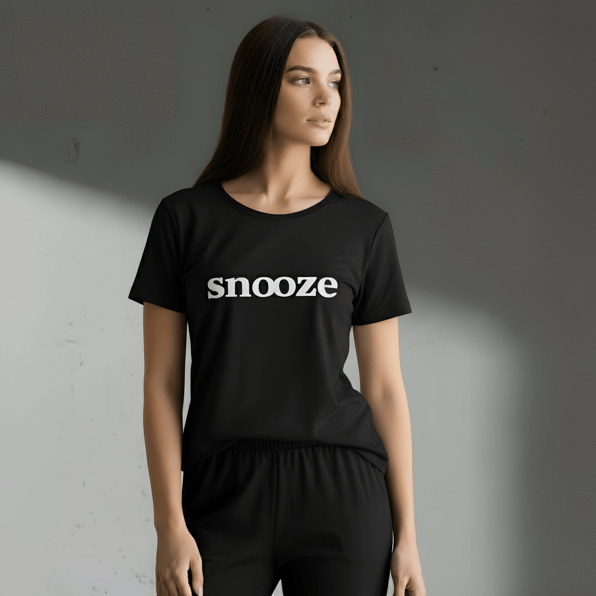 Black Snooze Printed PJ Set - Silknlove.com