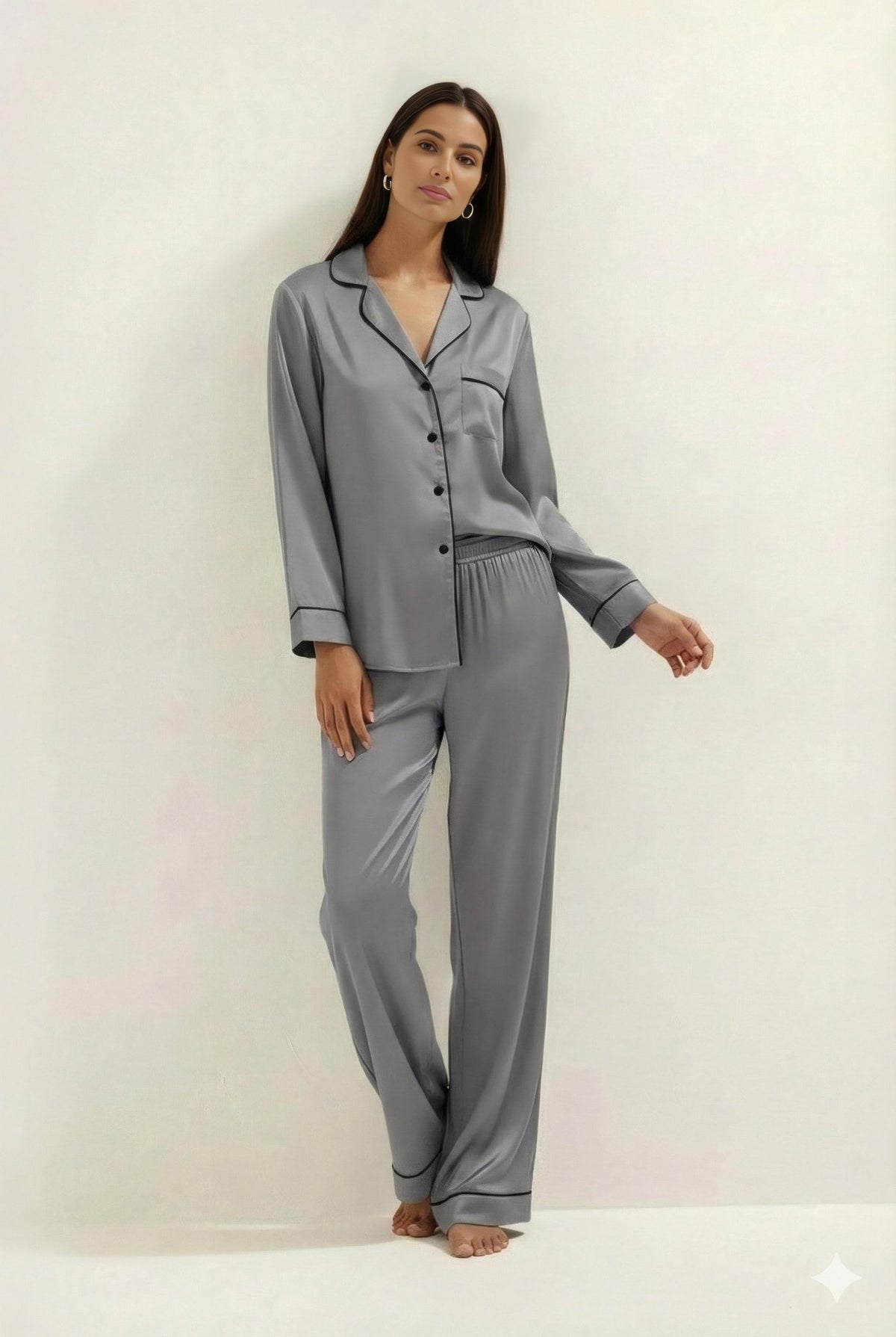 Silky Button Down Pajamas Set - Silknlove.com