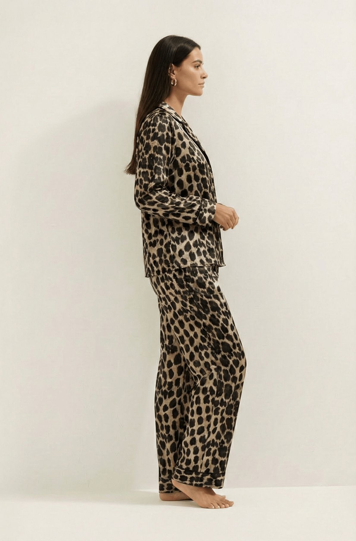 Cheeta Printed Button Down PJ Set - Silknlove.com